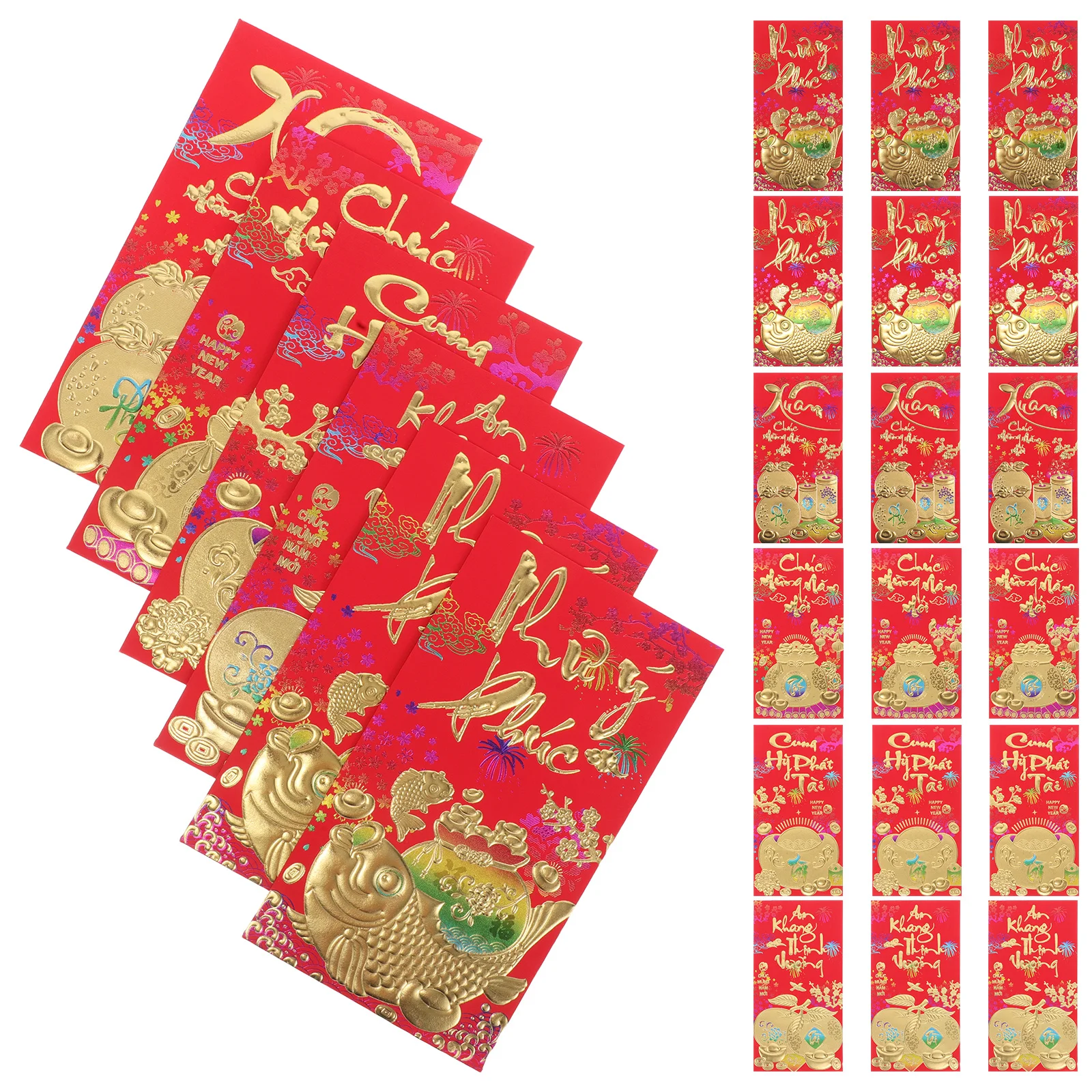 

48pcs Vietnamese New Year Red Envelopes 2026 Horse Year Lucky Money Packets Festival Red Envelope Bag For Cash Gift Storage