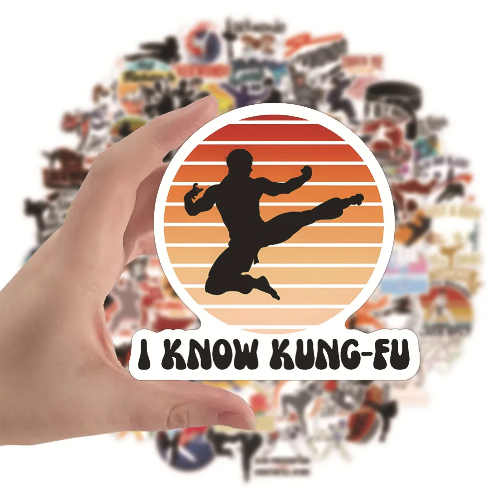 100Pcs New Chinese Kung Fu Stickers for Laptop Skateboard Guitar Phone Martial Arts Hall Esthetics Decal Classic Toys