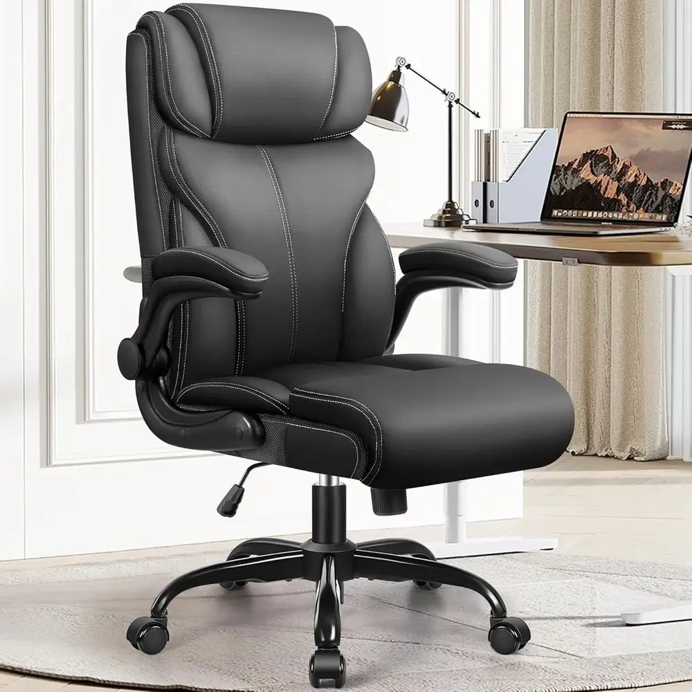 

Oice Chair, Ergonomic Big and Tall Computer Desk Chairs, Executive Breathable Leather Chair with Adjustable lip-up Armrests, Lum
