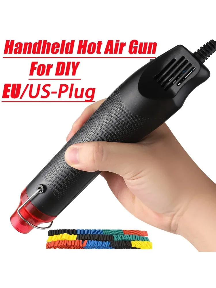 Pistolet à air chaud 220/110V, outil de bricolage, outil de chauffage électrique, mini ventilateur de processus de température de soudage, avec contraction de base de support
