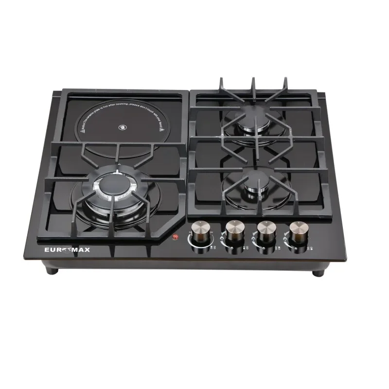 Factory OEM ODM 3 Gas & 1 Electric Gas Cooker 4 Burners Built-In Glass Cooktops LPG/NG Gaz Stove Parts Cook Top Gas Hobs