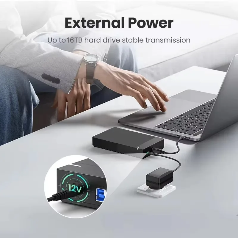 Custodia per disco rigido USB 3.0 Custodia per disco rigido da 2,5/3,5 pollici 5 Gbps SATA a USB 3.0 Custodia per disco rigido esterno Adattatore da 16 TB per PC portatile