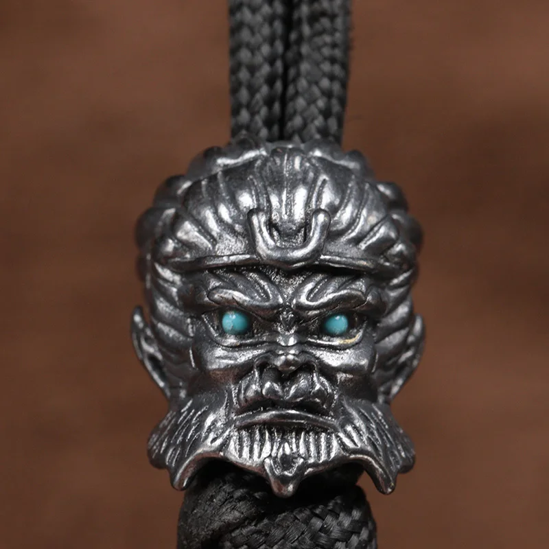 The Monkey King-Brass Paracord Beads, Lanyard Chaveiros, pingentes de corda guarda-chuva, DIY Pulseira, Faca Handle Decorações, Acessórios