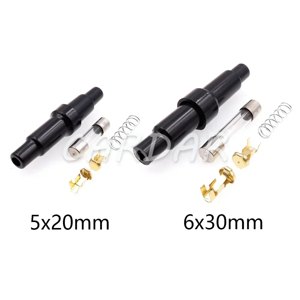 1 Set Black 5x20mm 6x30mm Glass Tube Fuse Holder AC Assembly 5*20mm 6*30mm Screw Type Plastic Housing Fuses Casings Fuse Box