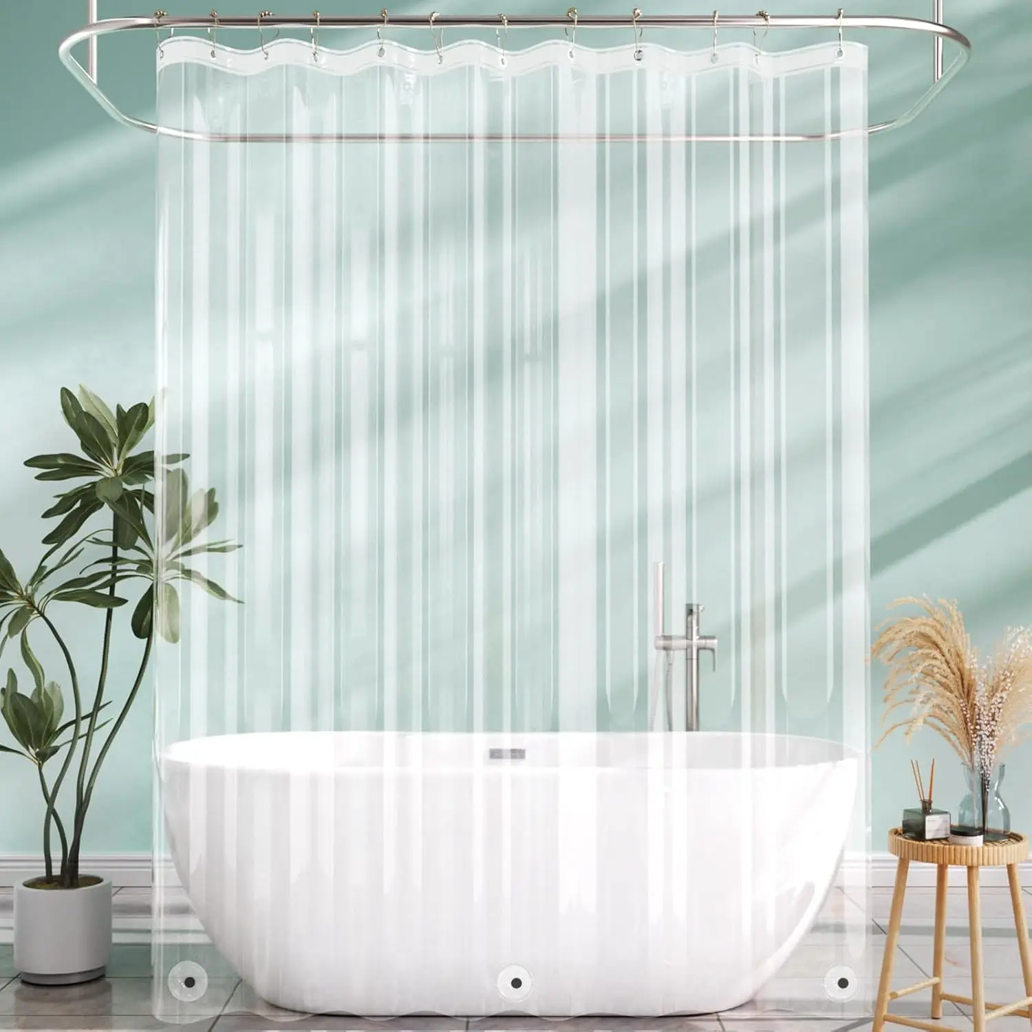 

Extra Long Shower Curtain Liner 72x108, Clear PEVA Waterproof with 3 Magnets & 12 Rustproof Grommets