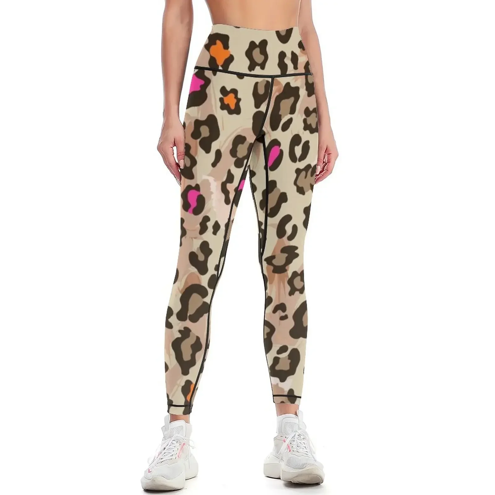 

Animal leopard pattern with neon color Leggings Leginsy push up sport set gym womans Womens Leggings