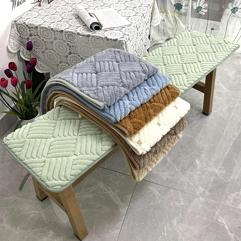 

Thickened Plush Jacquard Long Bench Cushion Mat Autumn Winter Non-slip Canteen Restaurant Wooden Bench Seat Pad Stool Mat