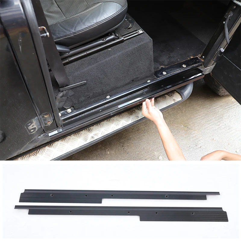 For Land Rover Defender 2004-2018 Inner Sill Bar Pressing Guard Plate Auto Welcome Pedal Auto Parts Stainless Steel Black 2pcs