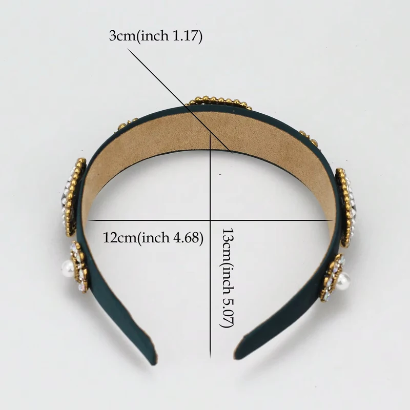 Women Green Navy Rhinestone Trendy Hairbands Diamante Pearl Headbands For Rock Hair Accessories
