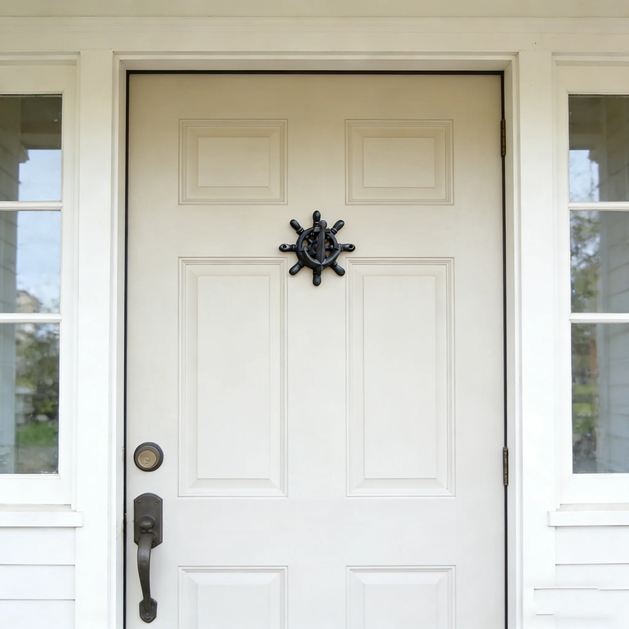 European Style Cast Iron Door Knocks Retro Antique Door Handles Ship Rudder Design Home Decor for Courtyard