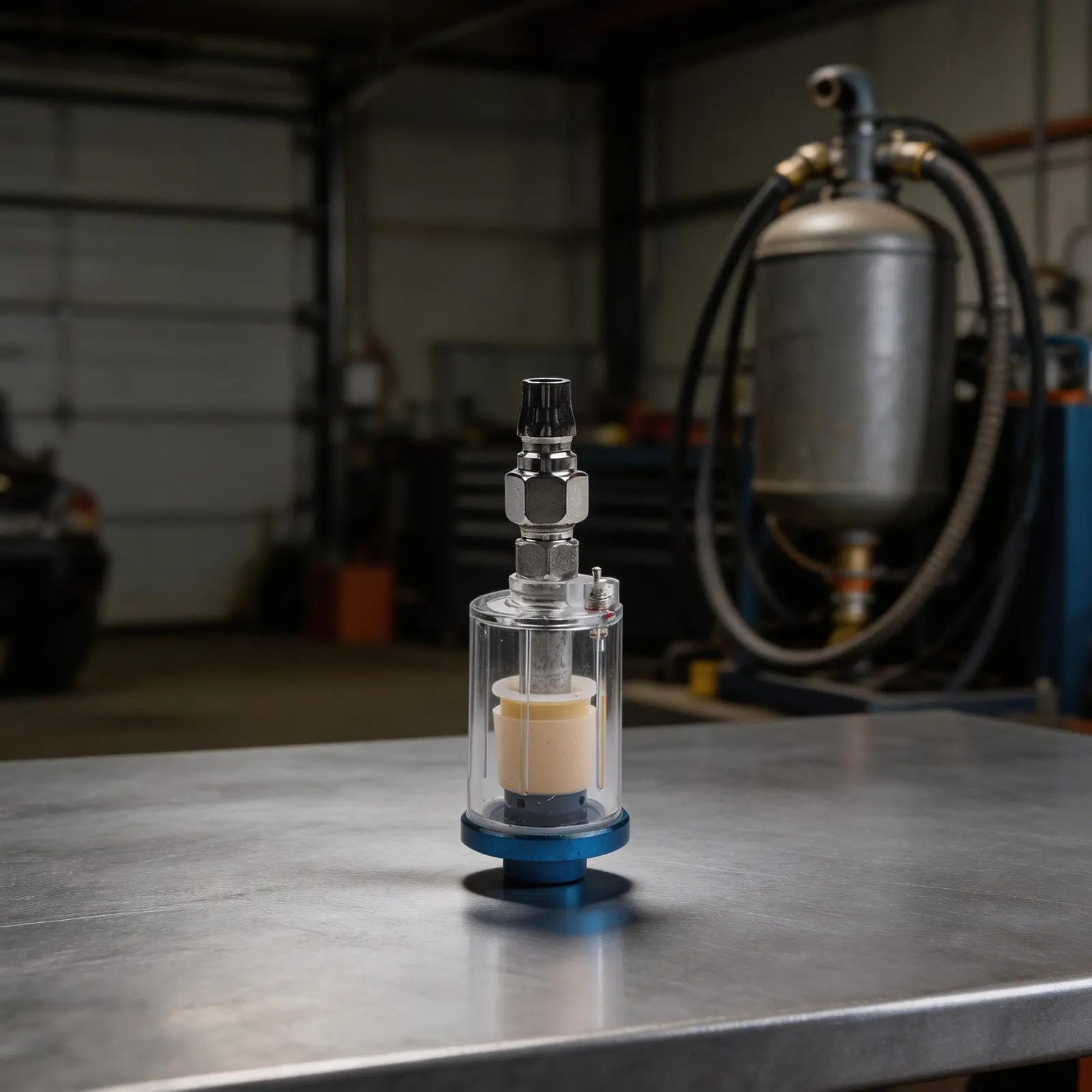 Copper-Bodied Oil Water Trap with Pressure Regulator and Gauge for Airbrush and General Pneumatic Equipment Use