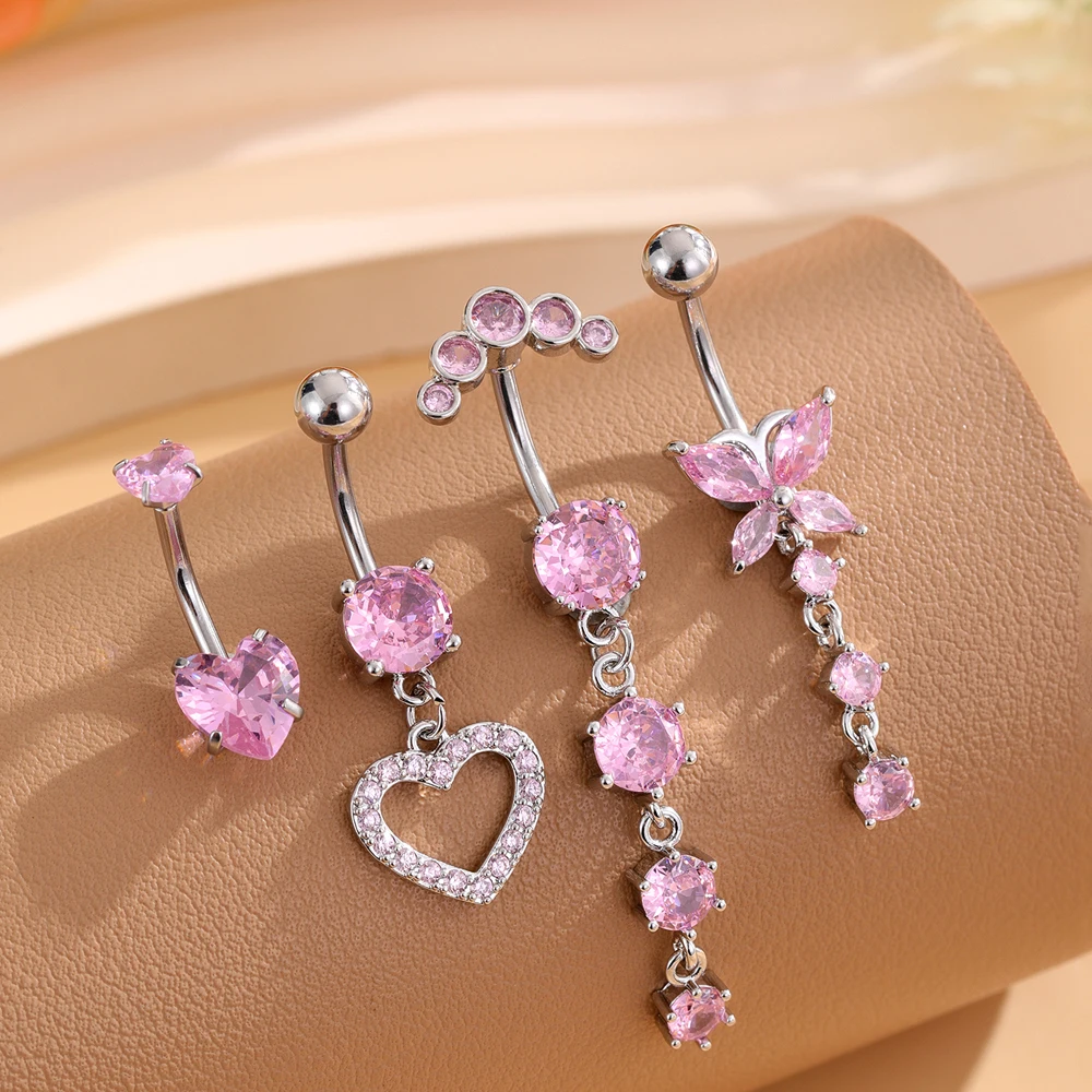 Mixed-Style Belly Button Ring Sets Gold Color Flower Butterfly Dangled Belly Piercing Nombril Heart Sexy Navel Rings for Women