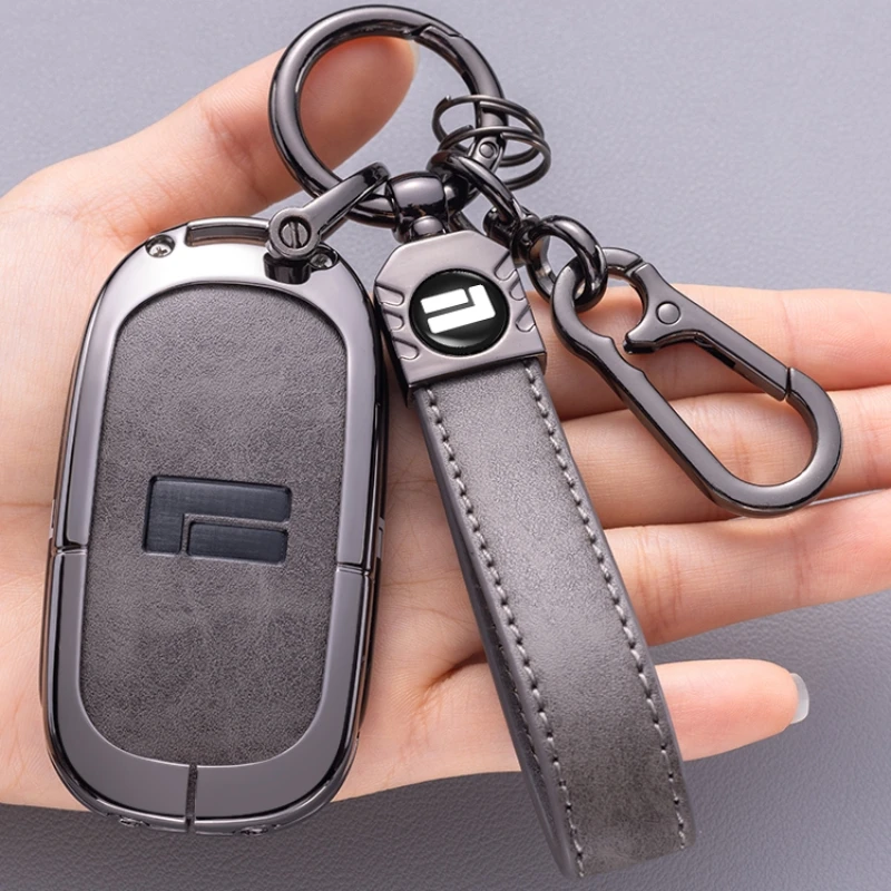 Metal leather key case box For BAIC JISHI polestone 01 Car remote control protective case key chain pack