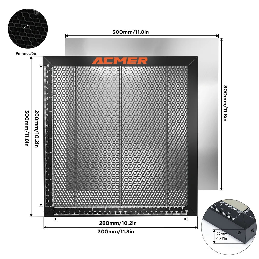 ACMER Lasersnijden Honingraat Werktafel voor CO2 of diode Lasergraveerder Snijmachine 300x300/330x330/400x400/440x440x22mm