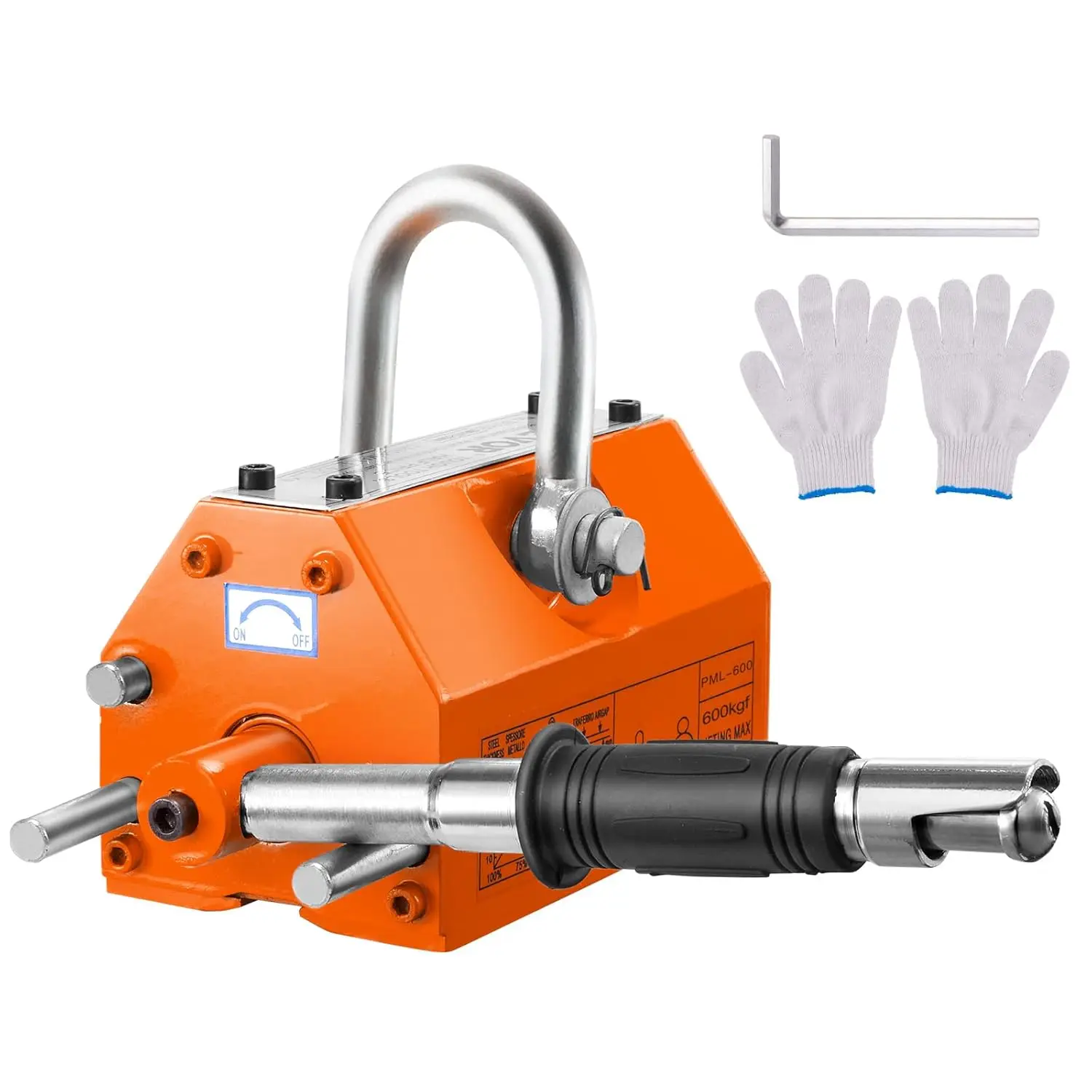 

VEVOR Magnetic Lifter, 1320 lbs/600kg Pulling Capacity, 2.5 Safety Factor, Steel and Neodymium, Lifting Magnet with Release