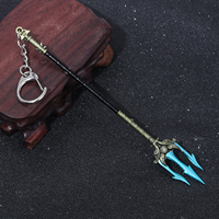 Game God of War Keychain Poseidon Sea God's Spear Decoration Alloy Key Rings for Game Fans Cosplay Jewelry Accessories Gifts
