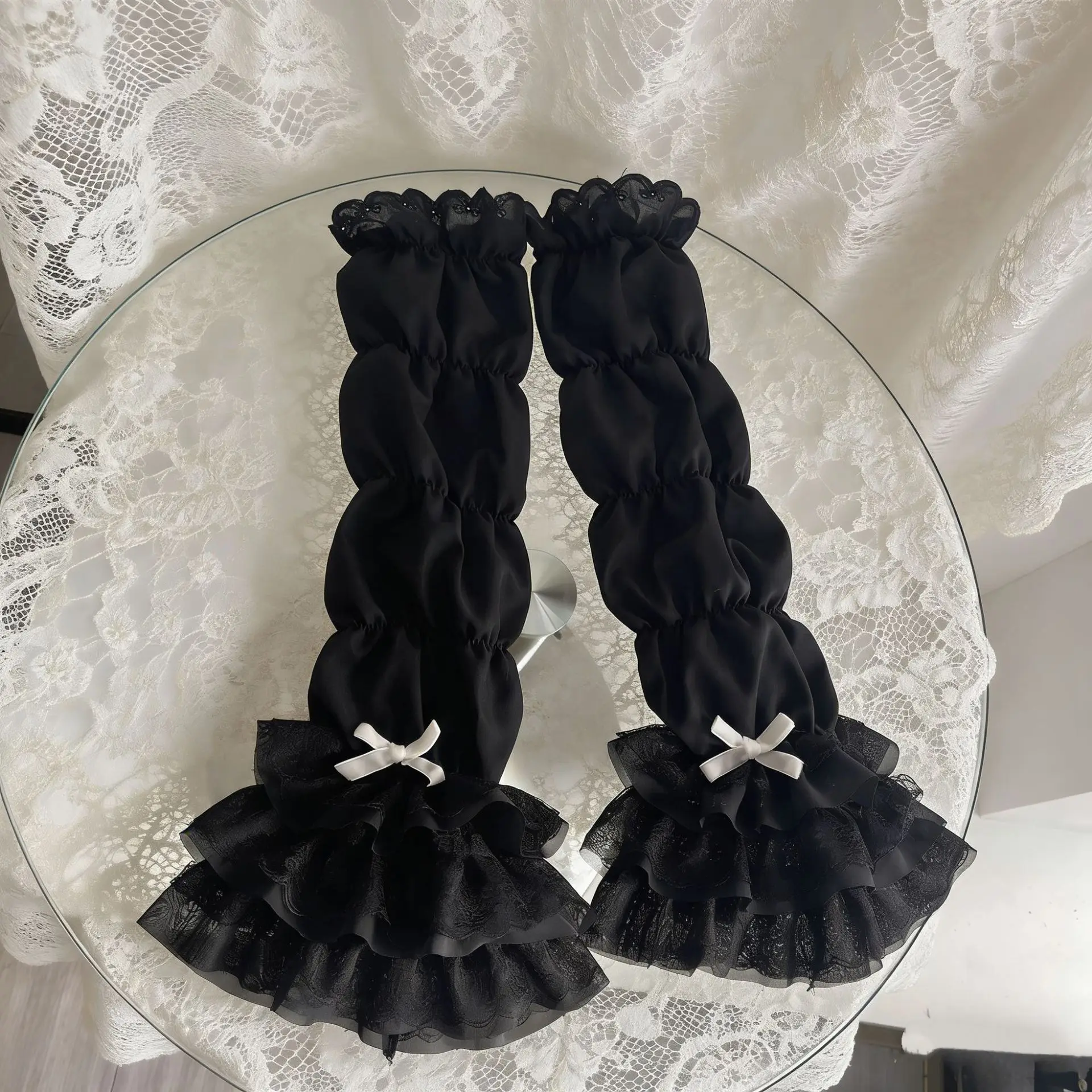 ゴシックパンクロリ弓ガールスリーブかわいい甘いクール夏日焼け止めスリーブスカートロリータjkコスプレアクセサリースリーブ