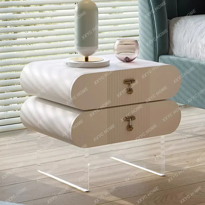 Bedside table French cream wind double layer rotatable acrylic double pump, bedside table