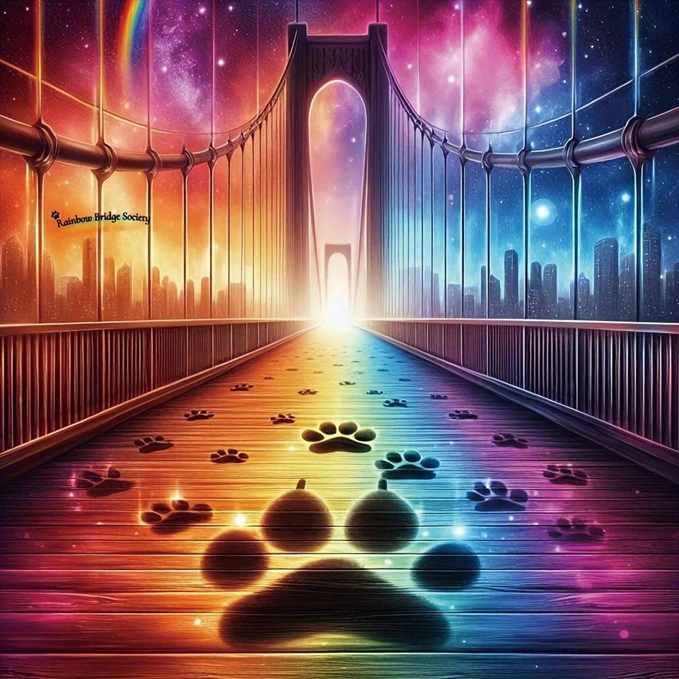 DIY Pet Memorial Rainbow Bridge Diamond Painting Paw Print Galaxy Nebula City Wall Decor Handmade Art Exquisite Gift