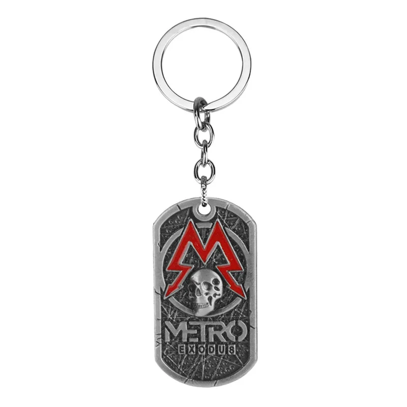 Metro Exodus Keychain Skull Logo Keyring Metal Cosplay Accessories