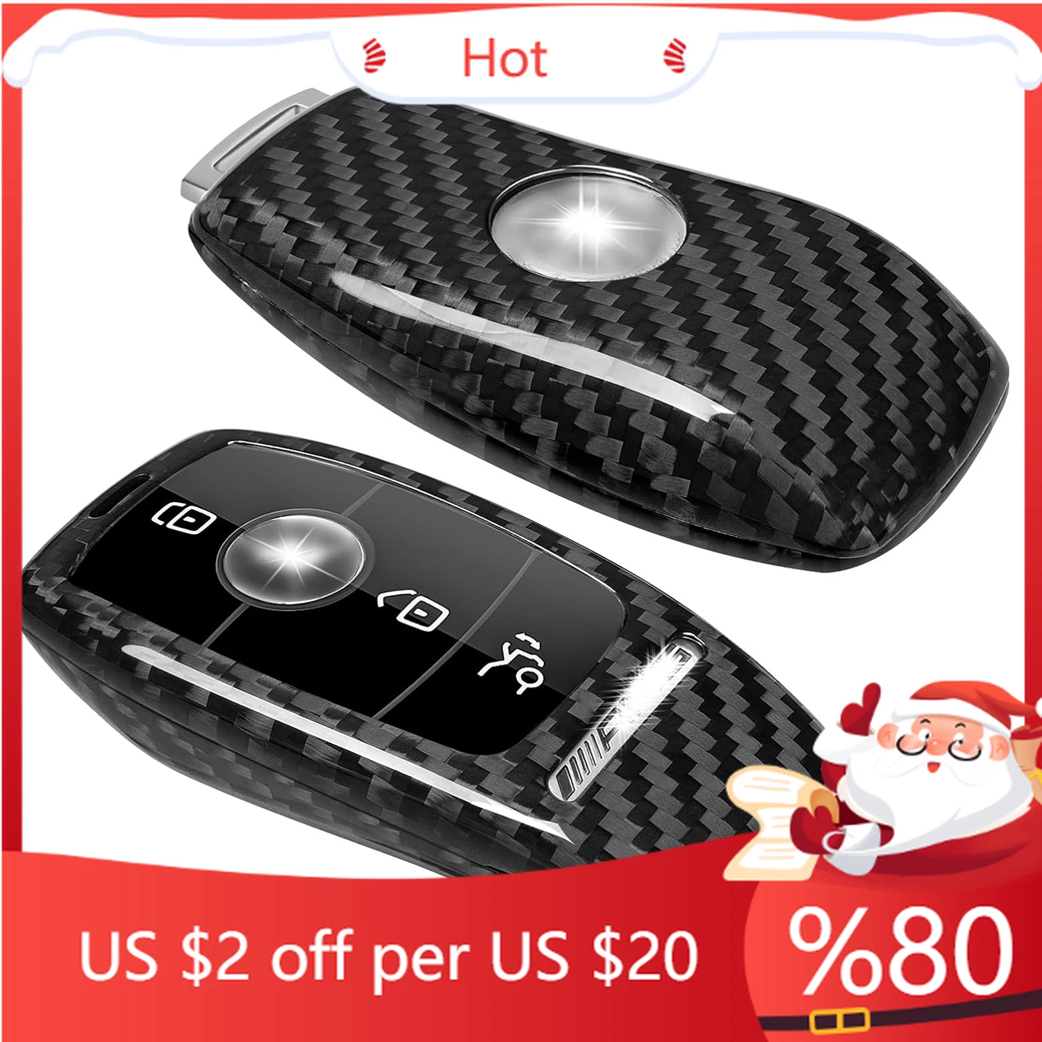 

Hot Carbon Fiber Key Cover Case Shell for Mercedes-Benz AMG A220 CLS Class E-Class E63S GLE 350 4Matic S-Class Interior Stickers