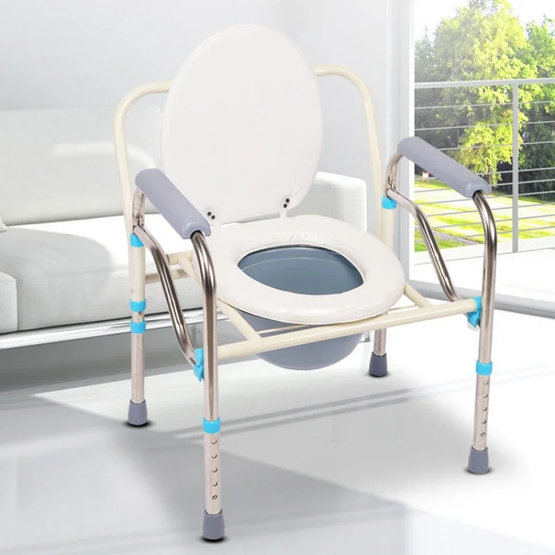 Stainless Steel Toilet Chair Elderly Commode Seat  Adjustable Height Pregnant Bath Chair  Senior Mobility Toilet Chair