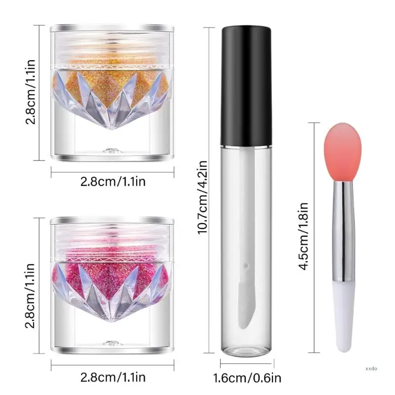 Glitzer-Lippenstift-Set, zwei Farben, glitzerndes Lippen-Set, feuchtigkeitsspendender glitzernder Lipgloss, langanhaltendes