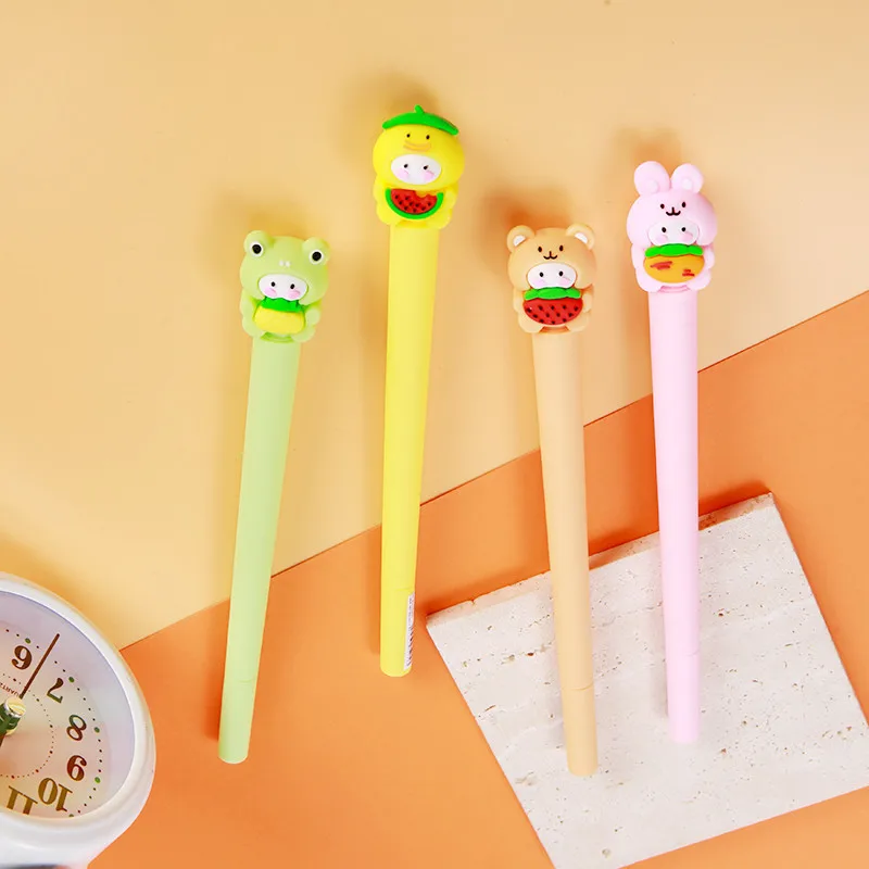 

48PCS Cute Cartoon Super Cute Fruit Silicone Styling Pen Water Pen Primary School Student Writing Stationery Manufacturer Spot