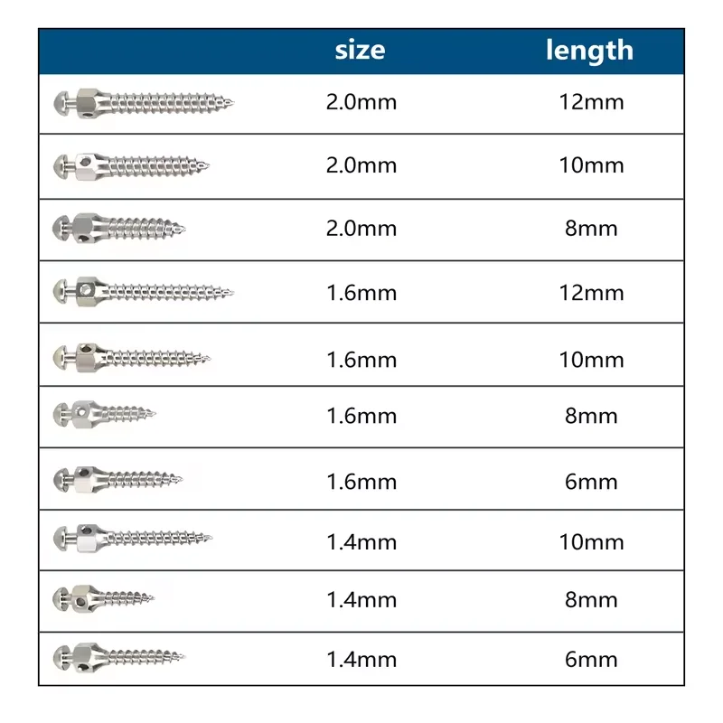 5pcs/pack Dental Orthodontic Micro Implant Screw Ortho Dental Mini Bone Anchorage Screw Root Canal Wrench Matching Material