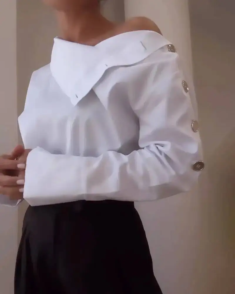 Spring Shirt New Stripe Long Sleeved Top For Women Elegant Office Lady Spliced ​​Buttons Pullover Woman Blouse 2025 Blusas