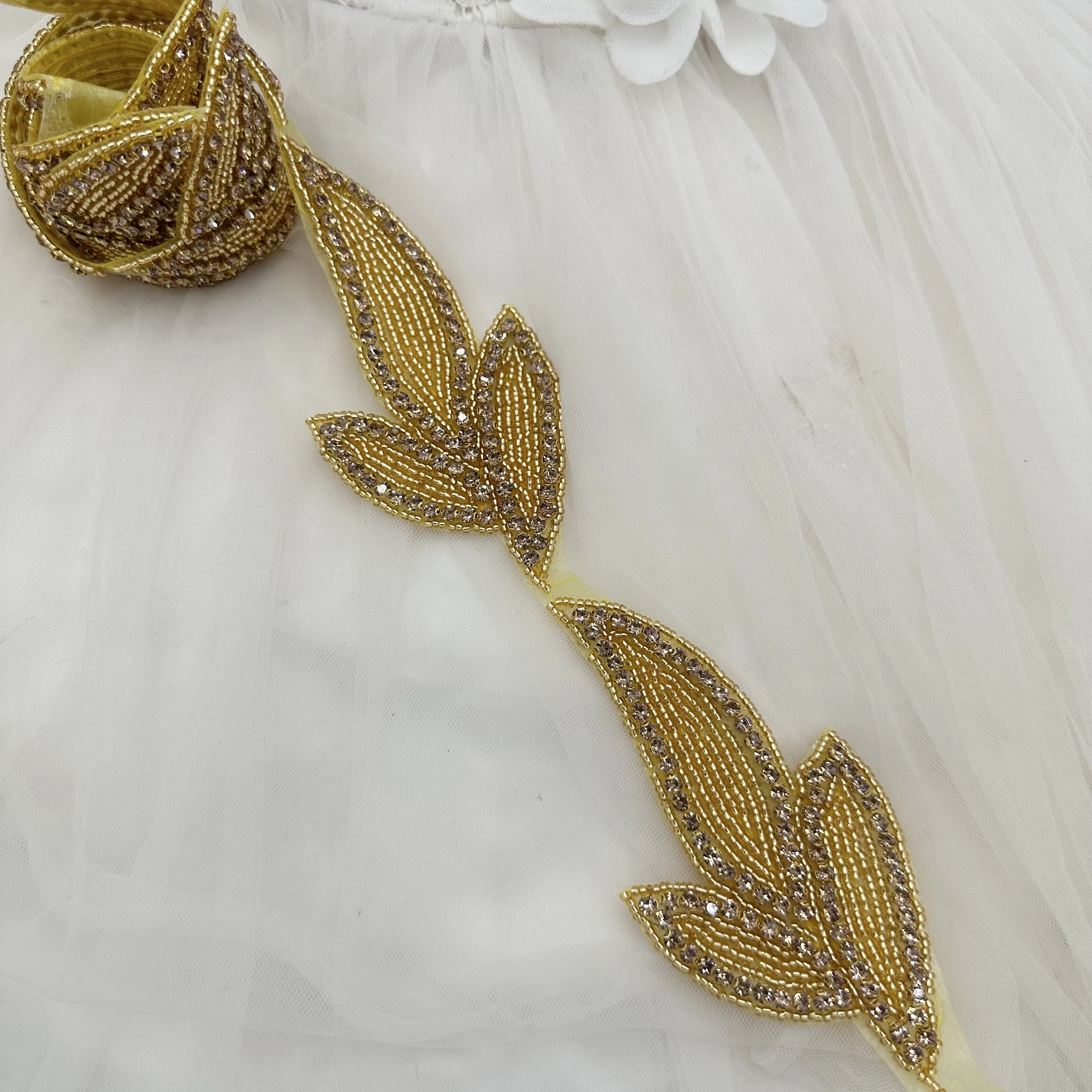 Perles noires en forme de feuille, accessoire de robe de soirée en cristal, bijoux de mode à coudre soi-même pour vêtements de fête et sacs à main