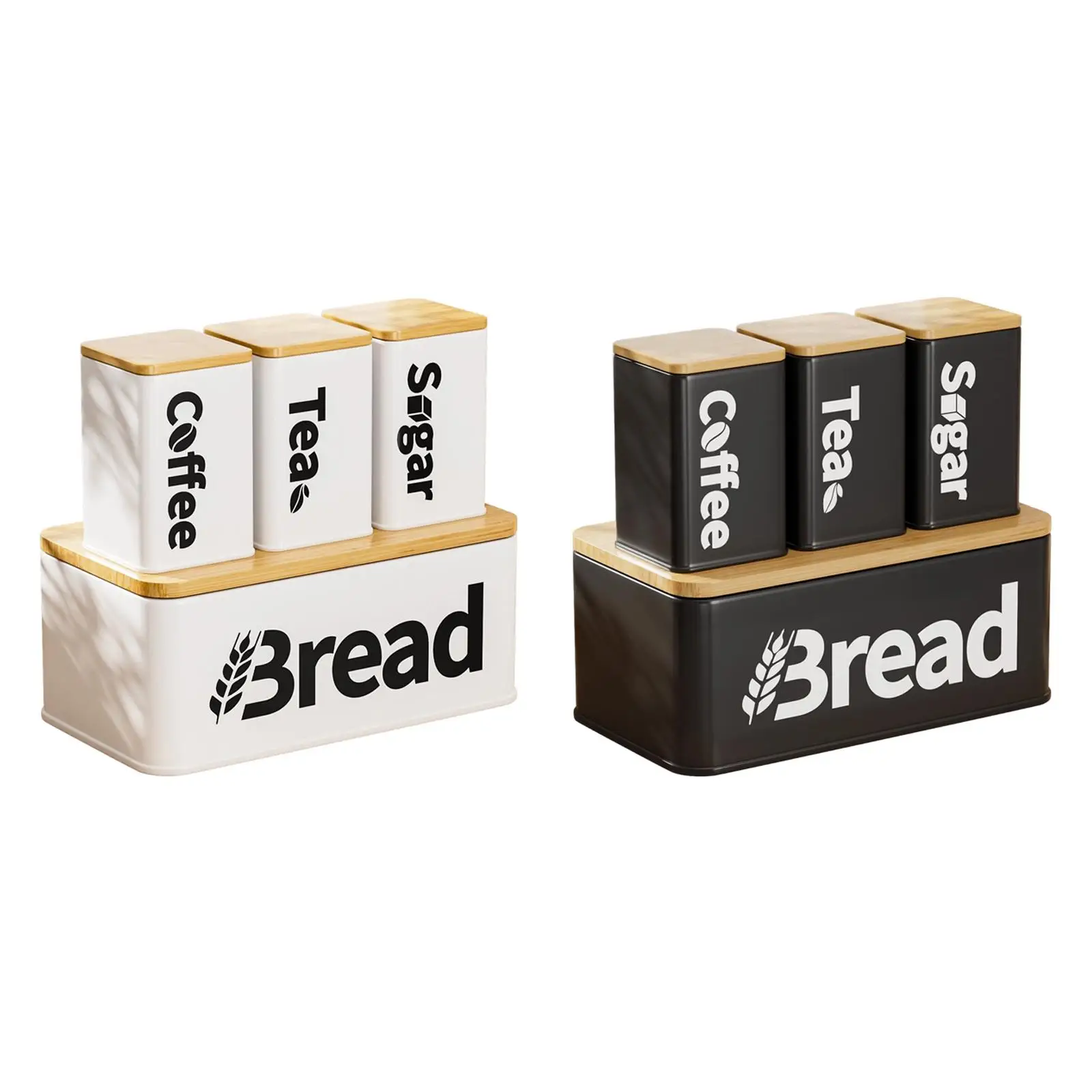 

Rectangular Iron Bamboo Bread Box Bread Storage Bins Airtight Kitchen Countertop Organizer with Lids for Bakery and Snacks