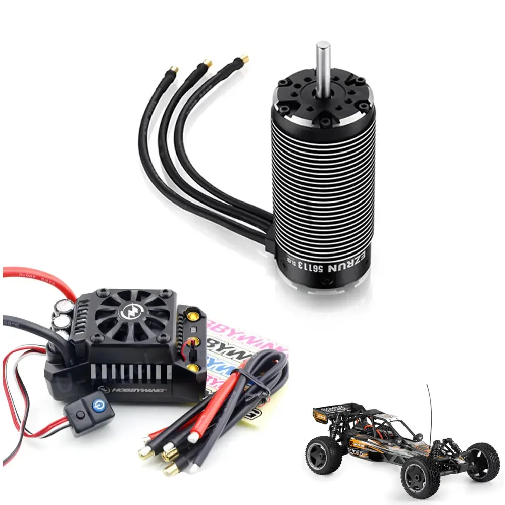 

HobbyWing 56113SL 800KV Sensorless Brushless 4-pole Motor with EzRun MAX5 V3 200A Brushless Waterproof ESC Combo for 1/5 RC Cars
