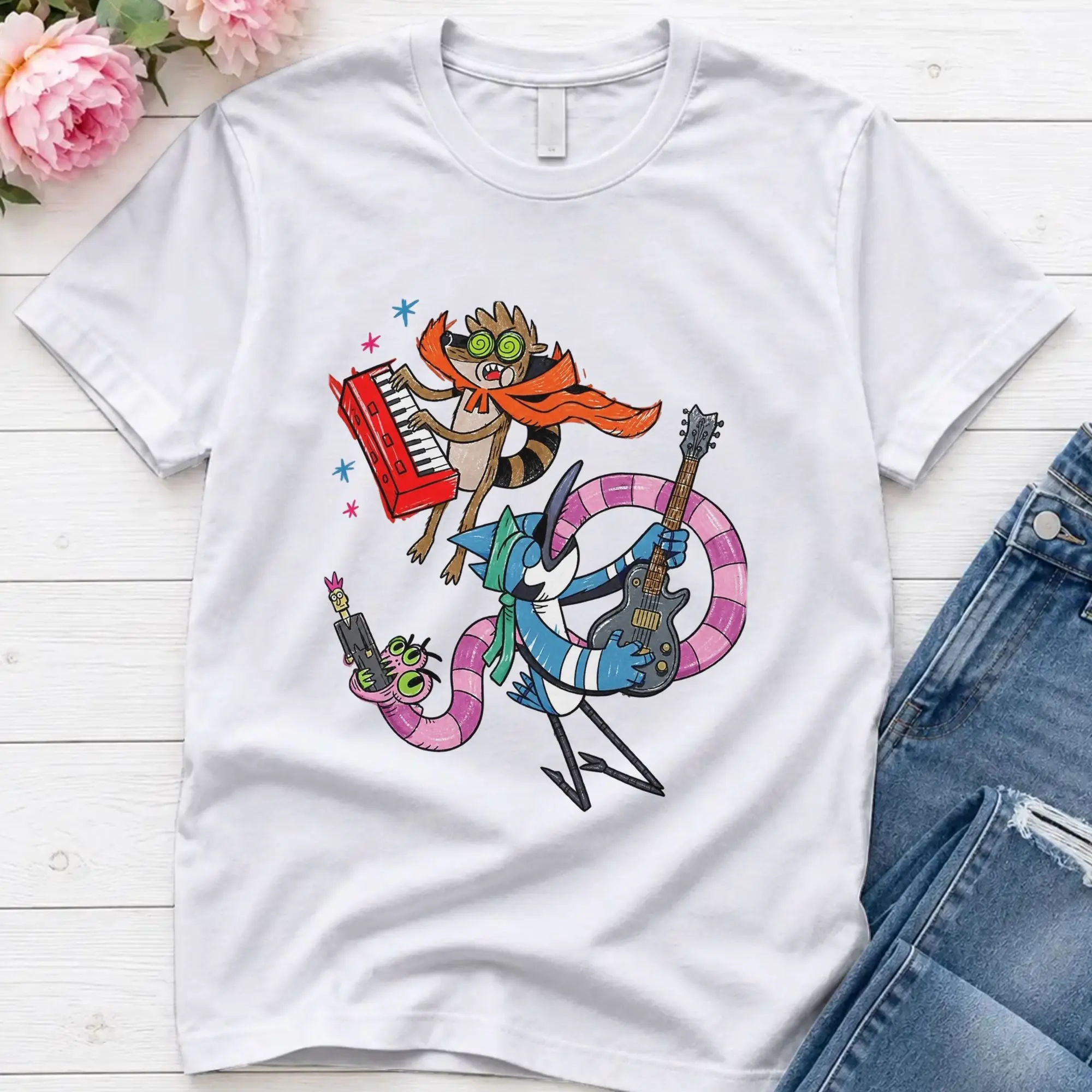 Rocker Mordecai And Rigby Regulars Shows T-Shirt Summer  Trending T-Shirts Men Cotton O Neck Plus Size 5XL Tees Tshirt