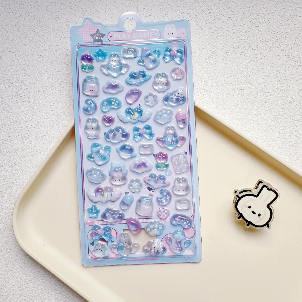 Japanese Candy Ghost Rabbit 3D Relief Stickers image