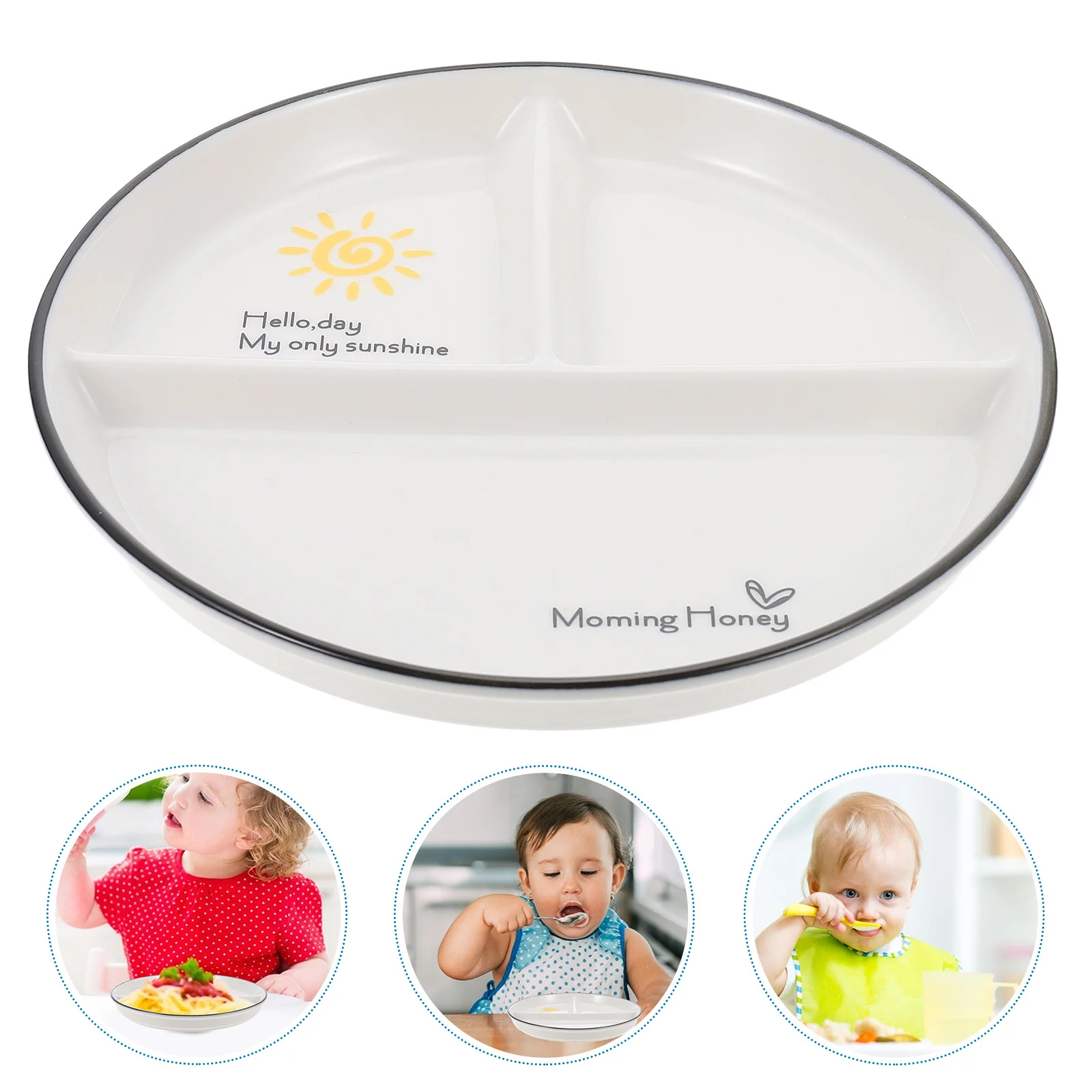 

1Pcs Household Divided Plate Ceramic Serving Dish for Home Hotel Use Stain Resistant Odor Free Anti Skid Design Lunch Dinner