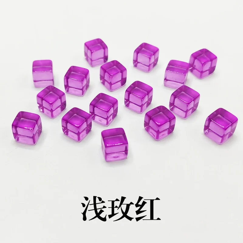 100Pcs/set 8mm Acrylic Transparent Grey Square Corner Colorful Crystal Dice Chess Piece Right Angle Sieve Cube For Puzzle Game