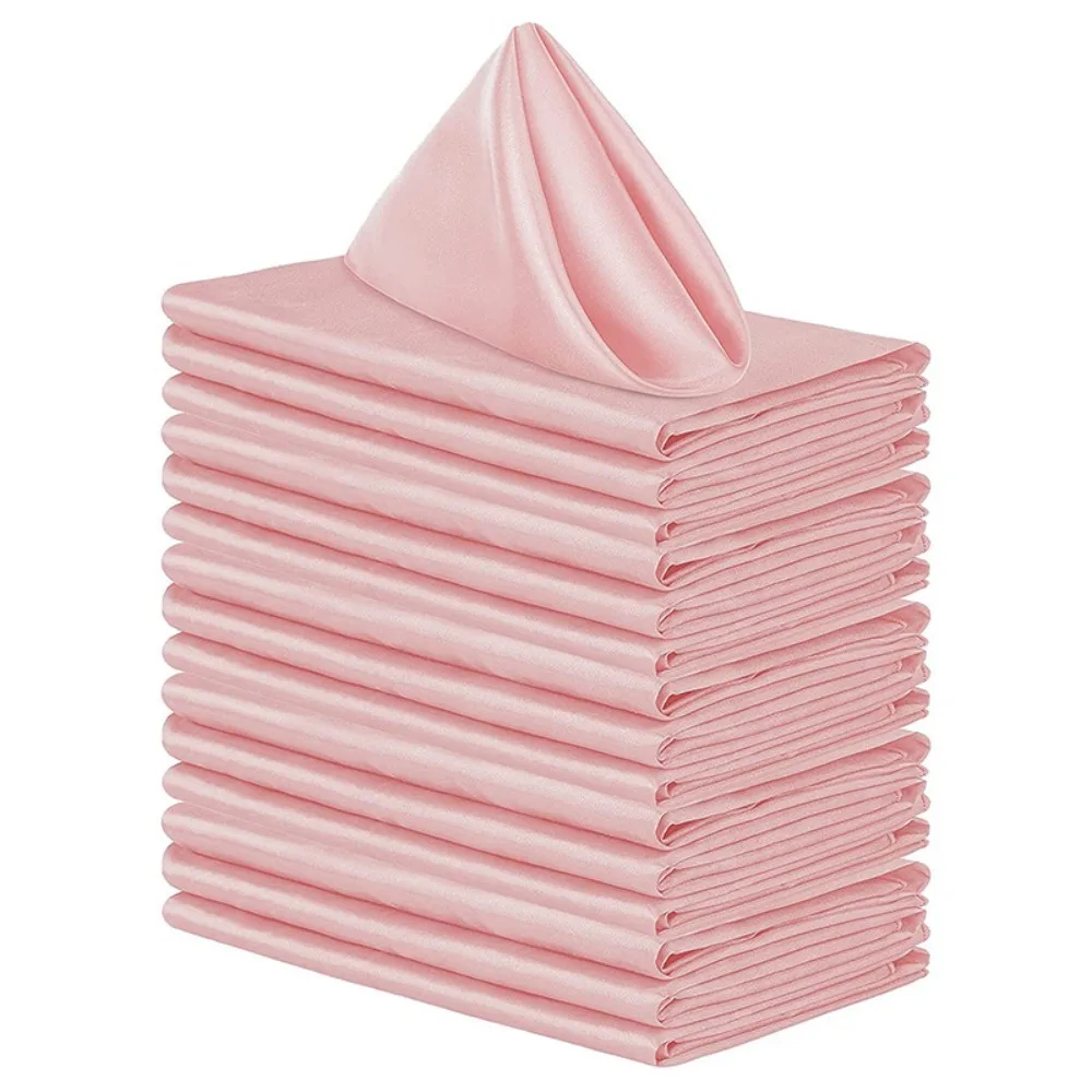 

10pcs Parties Supplies 30x30cm Satin Napkin Soft Reusable Dinner Napkins Washable Table Napkins Hotel