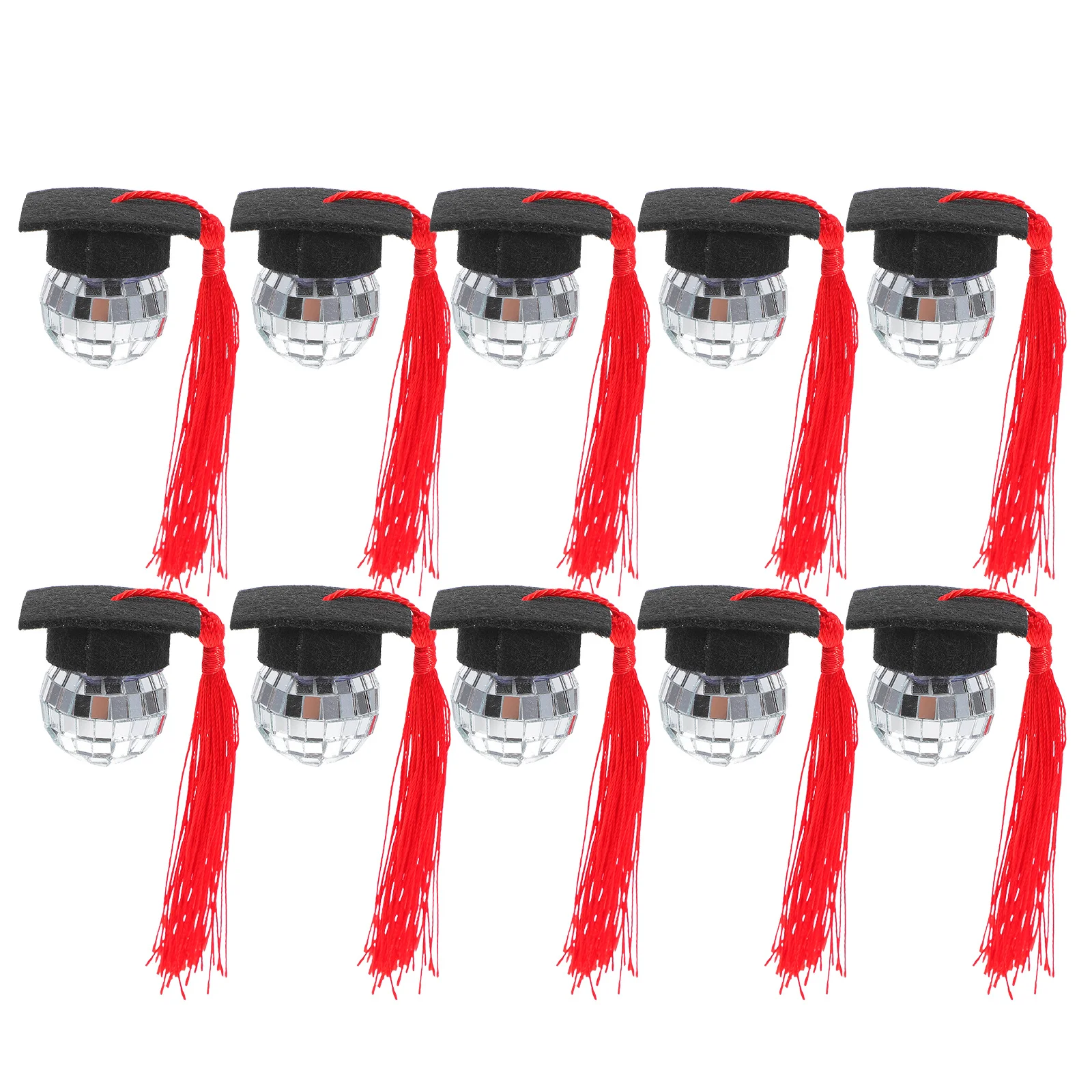 

10pcs Cap Cupcake Toppers Disco Ball Design Diy Cake Decor For Graduation Party Small Cupcake Topper Graduation Theme