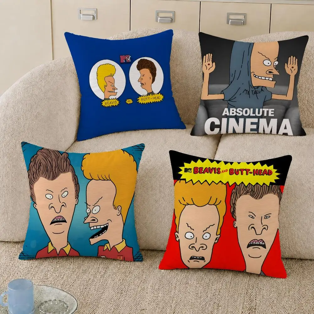 Cartoon Beavis And Butt Head Cushion Cover Decorative Pillowcase Soft Short Plush Cozy Durable Sofa Home Decor Items Gift