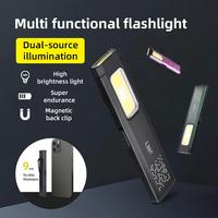 Mini Portable Outdoor Rechargeable LED Torch Light Waterproof Magnetic Grip Work Pocket Flashlight for Outdoor Camping