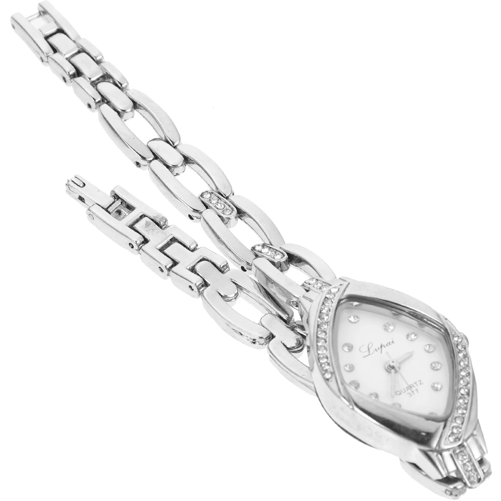 P128 Women's Rhinestone Wrist Watches Steel Bracelet Analog Quartz (Silver White) p128 quartz watch women quartz watch