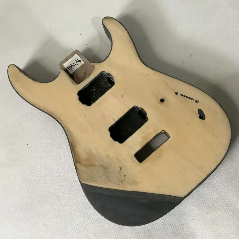 

HB234 Strato Electric Guitar Unfinished ST Guitar Body Solid Basswood Custom Tremolo HH Pickups for DIY Replace