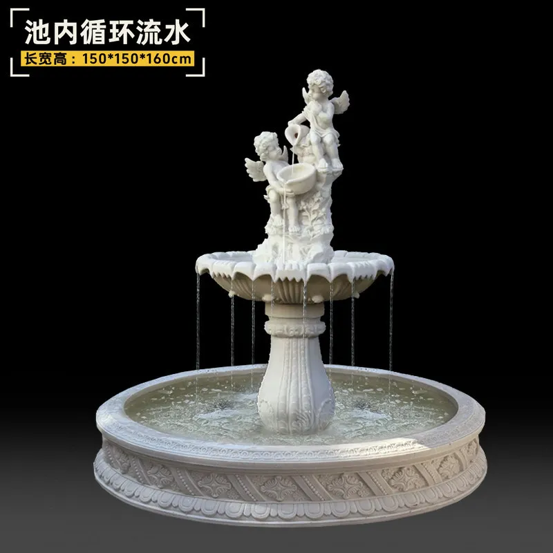 YY- Flower Fountain Angel Sculpture Flowing Water Ornament Garden Hotel Restaurant Coffee Shop Opening Decorations