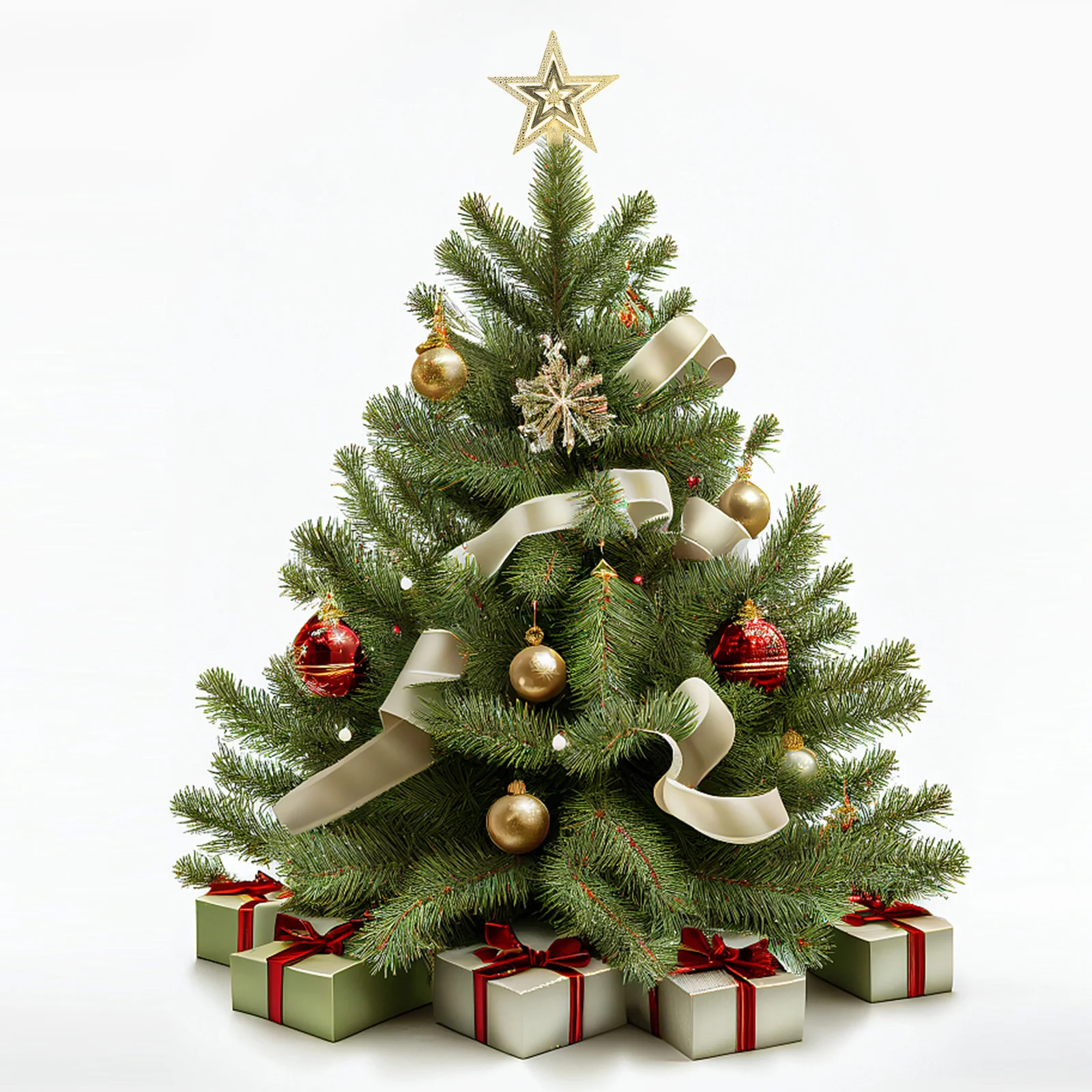 

10Cm Christmas Tree Topper Star Top Decoration Premium Quality PVC Lovely Design Holiday Party Home Decor Silver