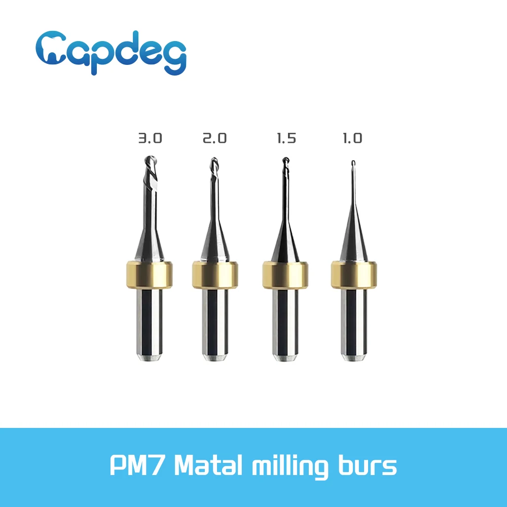 

PM7 CADCAM Metal Milling Burs Cutting Tools for Titanium Cocr Blanks Shaft D6 Ball End 3./2.0/1.5/1.0mm