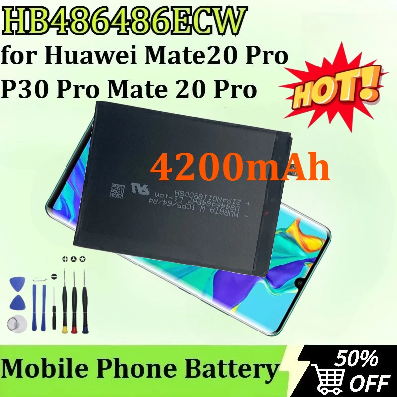 

4200mAh HB486486ECW Mobile Phone Battery for Huawei Mate20 Pro P30 Pro Mate 20 Pro Newly Upgraded + Tools