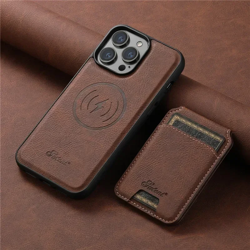 EUCAGR Fashion Wallet Phone Case Card Holder Leather Magsafe Magnetic Pocket Cover Case For iPhone 12 13 14 15 Pro Max Plus