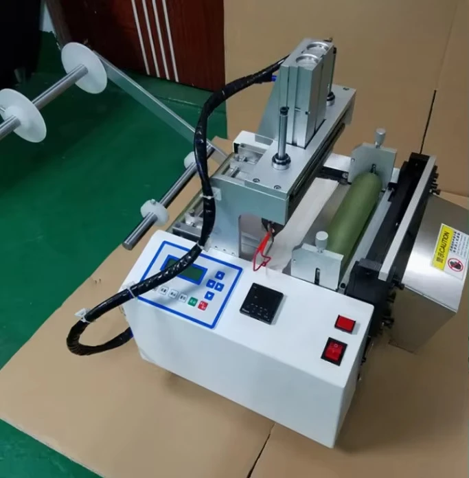 قاطع الحزام الكهربائي الأوتوماتيكي، شريط ملون من النايلون، شفرة ناقل ساخنة/باردة، تقنية قطع البلاستيك/الرقائق المعدنية #6