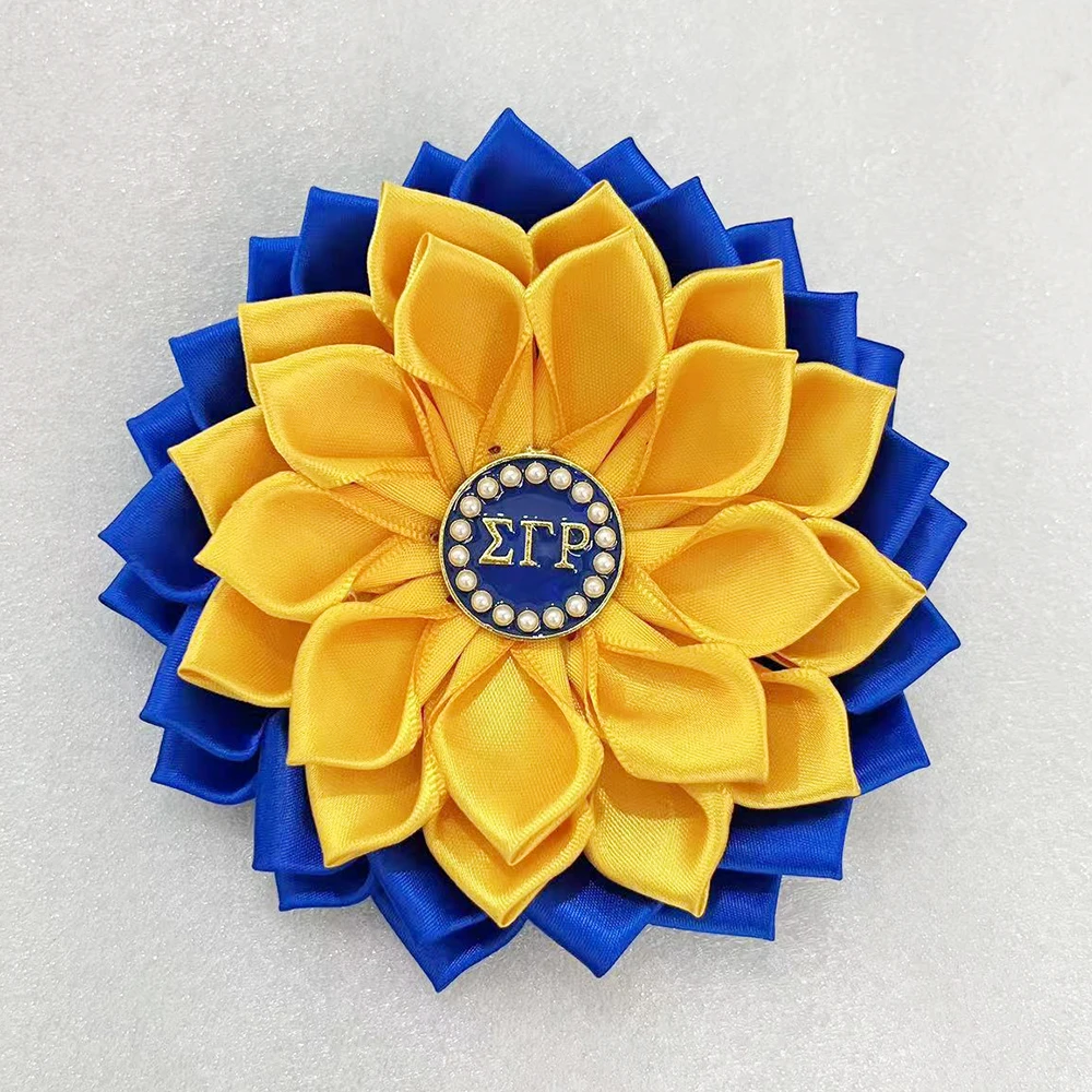 إكسسوارات بودل بأحرف يونانية من SGRHO بروش الصدار باللونين الأزرق والأصفر